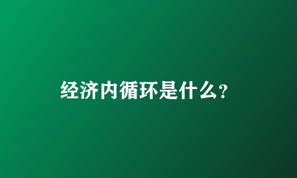 经济内循环是什么？