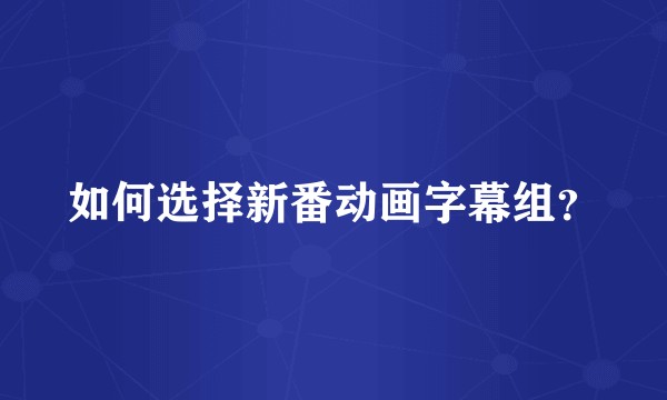 如何选择新番动画字幕组？