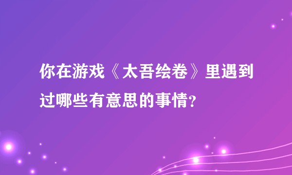 你在游戏《太吾绘卷》里遇到过哪些有意思的事情?