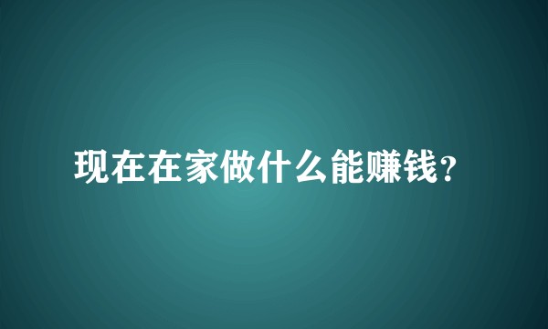 现在在家做什么能赚钱？