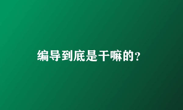 编导到底是干嘛的？