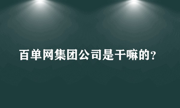 百单网集团公司是干嘛的？