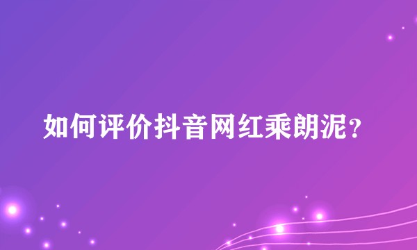 如何评价抖音网红乘朗泥？