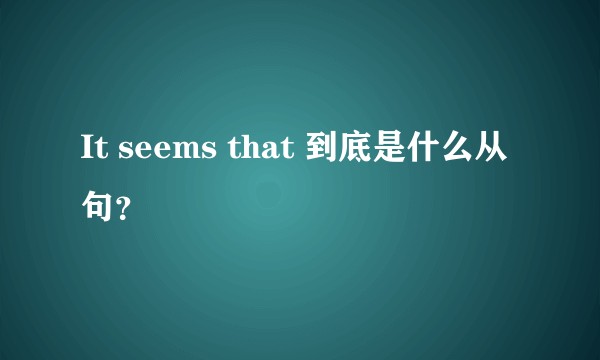 It seems that 到底是什么从句？