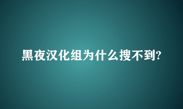 黑夜汉化组为什么搜不到?