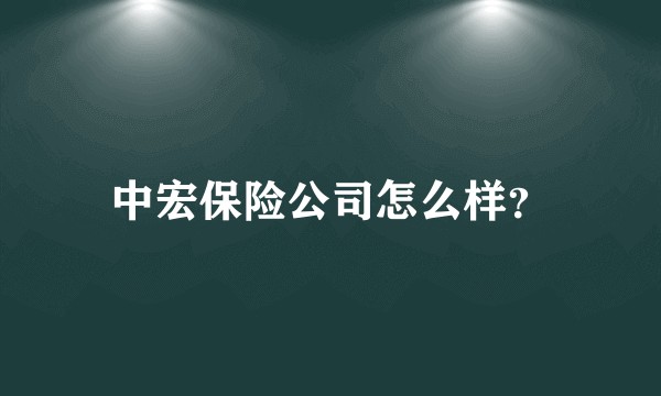 中宏保险公司怎么样？