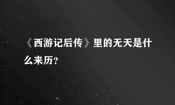 《西游记后传》里的无天是什么来历？