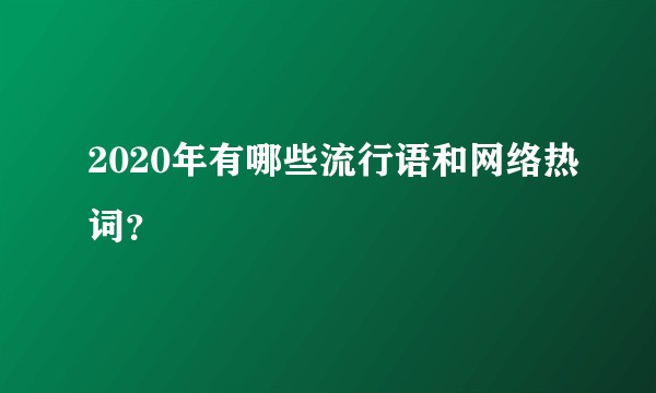 2020年有哪些流行语和网络热词？