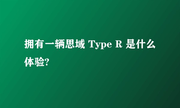 拥有一辆思域 Type R 是什么体验?