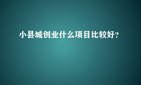 小县城创业什么项目比较好？
