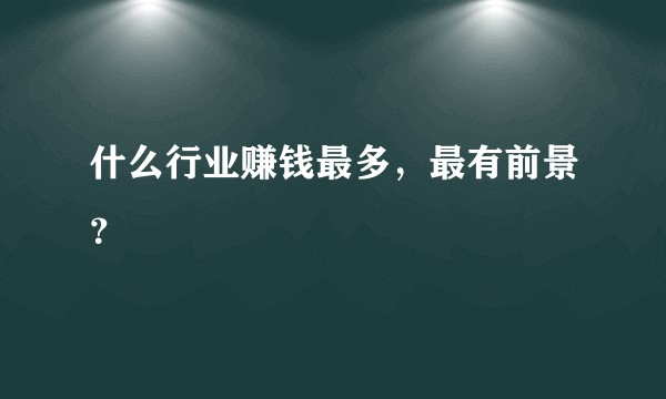 什么行业赚钱最多，最有前景？