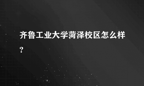 齐鲁工业大学菏泽校区怎么样？