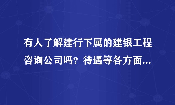 有人了解建行下属的建银工程咨询公司吗？待遇等各方面怎么样？