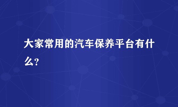 大家常用的汽车保养平台有什么？