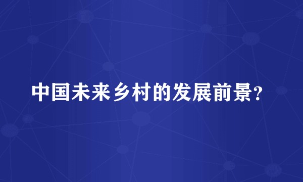 中国未来乡村的发展前景？