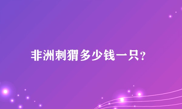 非洲刺猬多少钱一只？