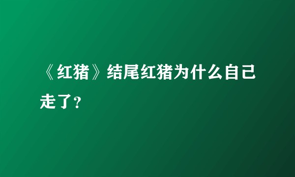 《红猪》结尾红猪为什么自己走了？