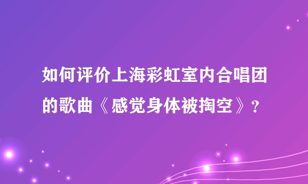 如何评价上海彩虹室内合唱团的歌曲《感觉身体被掏空》?