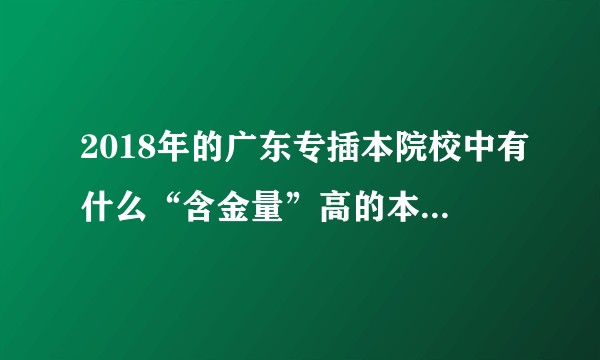 2018年的广东专插本院校中有什么“含金量”高的本科院校与专业？