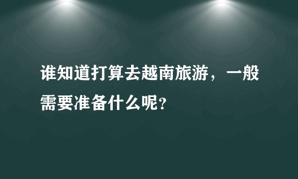 谁知道打算去越南旅游，一般需要准备什么呢？