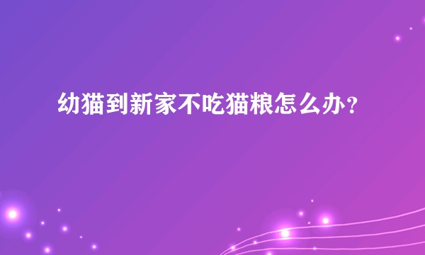 幼猫到新家不吃猫粮怎么办？