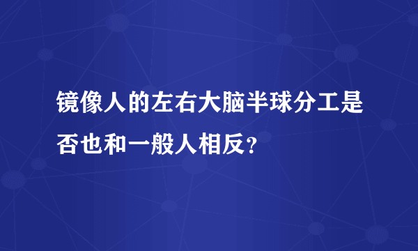 镜像人的左右大脑半球分工是否也和一般人相反？