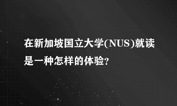 在新加坡国立大学(NUS)就读是一种怎样的体验？