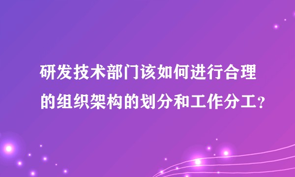 研发技术部门该如何进行合理的组织架构的划分和工作分工？