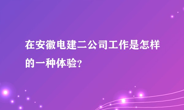 在安徽电建二公司工作是怎样的一种体验？