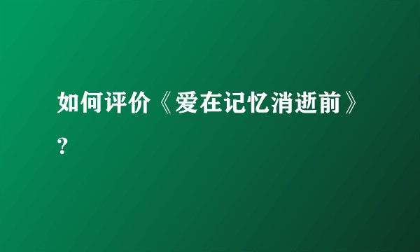 如何评价《爱在记忆消逝前》？