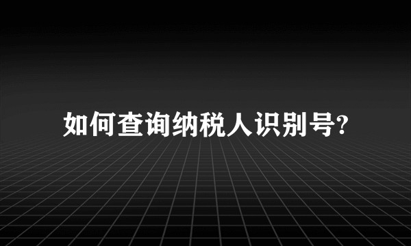 如何查询纳税人识别号?