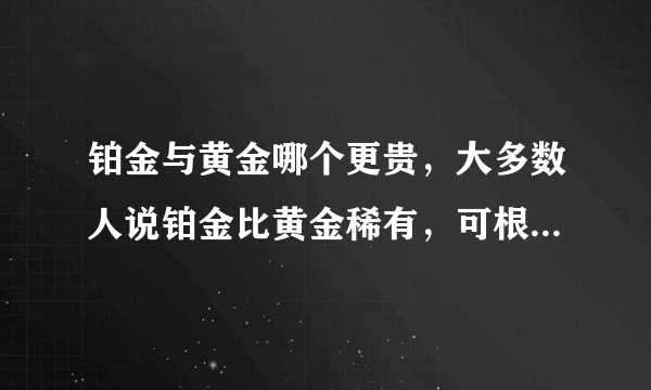 铂金与黄金哪个更贵，大多数人说铂金比黄金稀有，可根据金属活动性，铂要比金更活泼，金不应该更稀有？