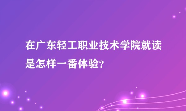 在广东轻工职业技术学院就读是怎样一番体验？