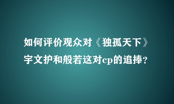 如何评价观众对《独孤天下》宇文护和般若这对cp的追捧？