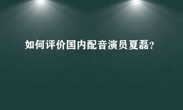如何评价国内配音演员夏磊？
