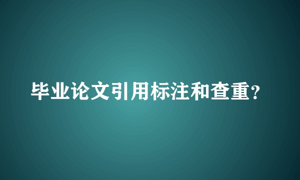 毕业论文引用标注和查重？