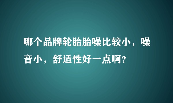 哪个品牌轮胎胎噪比较小,噪音小,舒适性好一点啊?