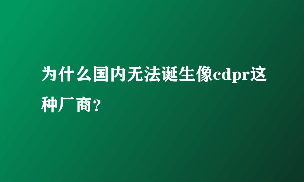 为什么国内无法诞生像cdpr这种厂商？