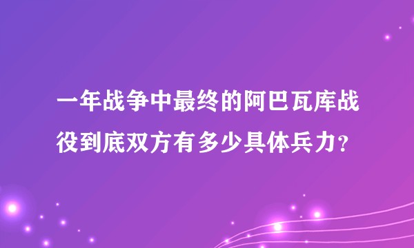 一年战争中最终的阿巴瓦库战役到底双方有多少具体兵力？