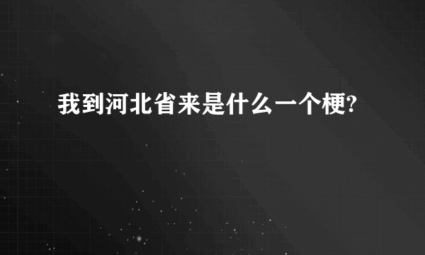 我到河北省来是什么一个梗?