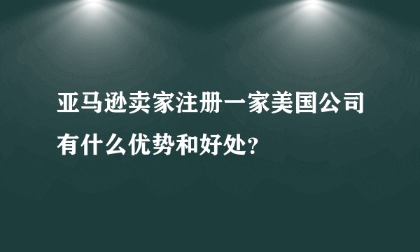 亚马逊卖家注册一家美国公司有什么优势和好处？