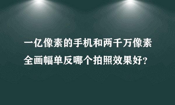 一亿像素的手机和两千万像素全画幅单反哪个拍照效果好？