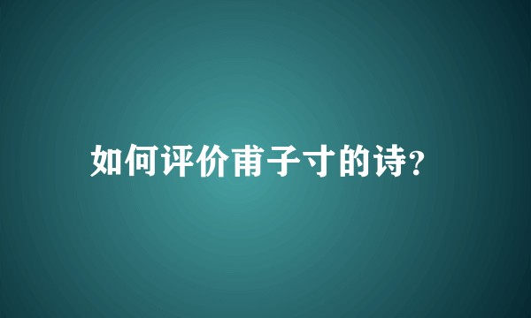 如何评价甫子寸的诗？