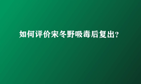 如何评价宋冬野吸毒后复出？