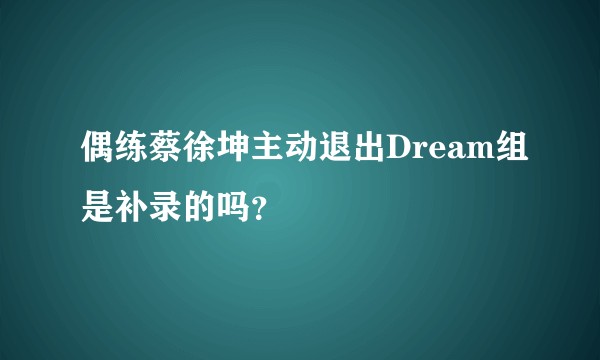偶练蔡徐坤主动退出Dream组是补录的吗?