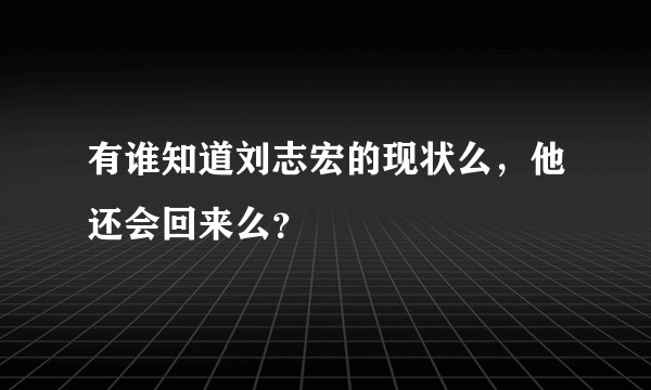 有谁知道刘志宏的现状么，他还会回来么？