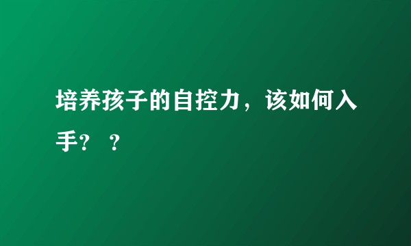 培养孩子的自控力，该如何入手？ ？