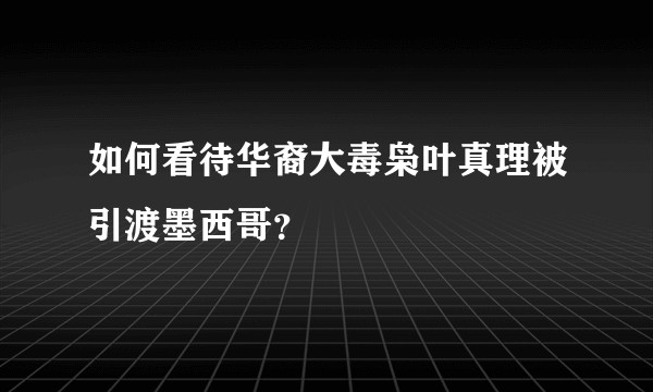 如何看待华裔大毒枭叶真理被引渡墨西哥?