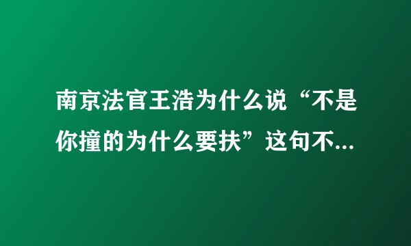 南京法官王浩为什么说“不是你撞的为什么要扶”这句不符合甚至违背正确的人生观、价值观、职业道德的话？