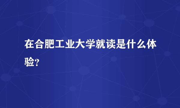 在合肥工业大学就读是什么体验？